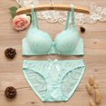 thumbnail image 1 of Promotion Clearance Lace No Steel Ring Small Chest Gathered Adjustment Lace Bow Bra + Briefs Set black 70, 1 of 7