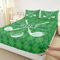 thumbnail image 3 of Homewish Cartoon Golf Lover Bed Sheets, Modern Sports Player King Sheets, Green Checkered Plaid Sheet Set, Lightweight Room Decor, 4-Piece, 3 of 7