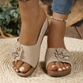 thumbnail image 2 of Flower Wedge Beach Slipper Sandals for Women 2025 Boho Casual Summer Women's Platform Walking Dress Slip on, 2 of 7