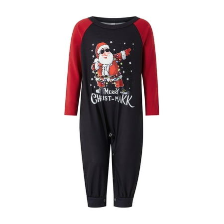 

Genuiskids Christmas Family Parent-child Pajamas Set Cartoon Santa Claus Tops Printed Trousers Home Clothes