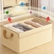 thumbnail image 5 of Caja de almacenamiento de telas plegables de gran capacidad con cubierta | Cesta de almacenamiento beige gris para ropa y ropa interior juguetes | Organizador de tejidos catiónicos duradero, 5 of 7