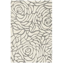 SAFAVIEH Casablanca Yadira Floral Shag Area Rug, Ivory/Grey, 4' x 6'
