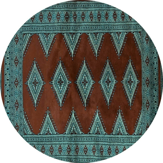 Ahgly Company Indoor Round Southwestern Light Blue Country Area Rugs, 6' Round