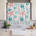 thumbnail image 2 of Summer Ocean Curtain Valances Set Navy Blue and Red Coral Starfish Seashells Kitchen Curtains 36&nbsp;inch Length Rod Pocket Valance and Tiers 3 Piece Set Small Bedroom Bathroom Laundry Decor, 2 of 9