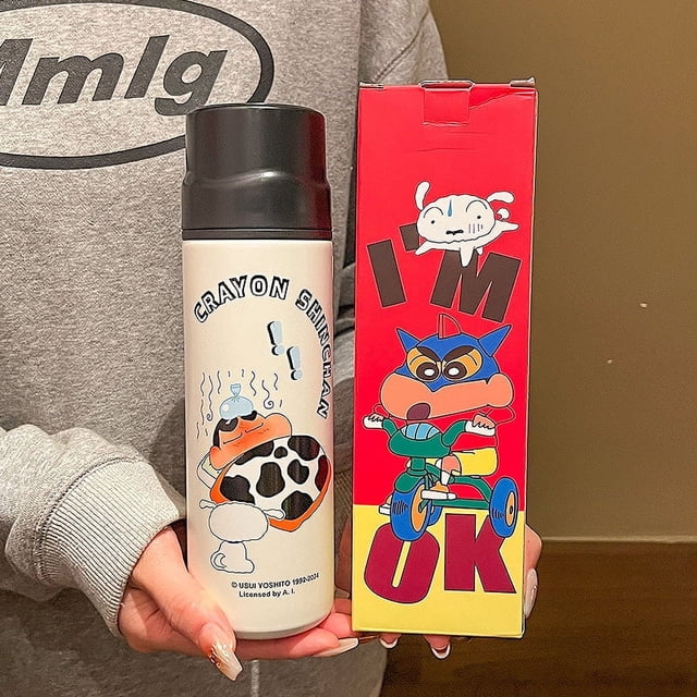 Taza Termo de dibujos animados Crayon Shin-chan, nueva taza de acero inoxidable de gran capacidad, bonita taza de agua portátil para estudiantes