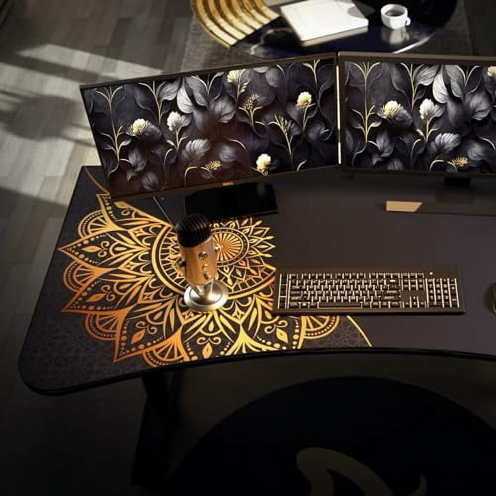 Arozzi Arena Gaming Desk Mat, Full Surface Custom Desk Pad, Interchangeable, Water Resistant & Washable Computer Desk Mouse Pad with Stitched Edges (D030)
