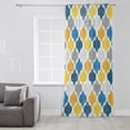 thumbnail image 3 of Yellow Blue Morocco Pattern Semi Sheer Curtains Drapes for Living Room, Bedroom, French Doors Window 54 Inches Long, Modern Moroccan Geometric Rod Pocket Chiffon Curtain Drapery Voile Drape Panel, 3 of 6