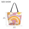 thumbnail image 5 of FORMRS Womens Canvas Tote Bag with Zipper Inner Pocket Shoulder Handbag, Purple Retro Rainbow, 5 of 7