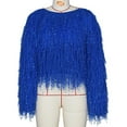 thumbnail image 6 of jjayotai Womens Sweater Clearance Womens Fashion Pullover Sweaters Solid Long Sleeve Fall Winter Clothes Warm Faux Fur Fringe Oversized Crop Tops Outwear, 6 of 8