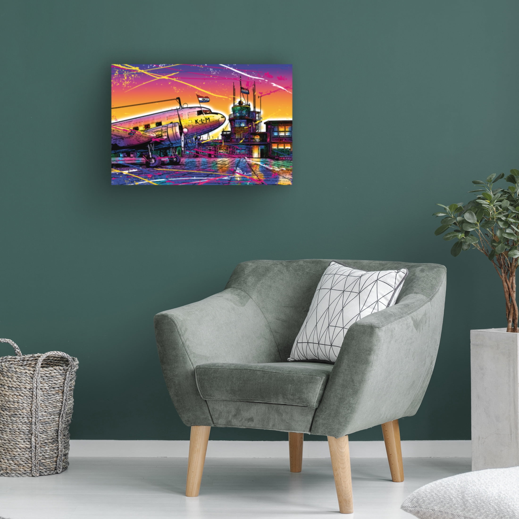 Canvas Wall Art - Ray Heere 'Colorful Cityview Of Airport Schiphol' Wall Art for Living Room, Bedroom, or Office Décor by Trademark Fine Art - 47 x 30 Inches