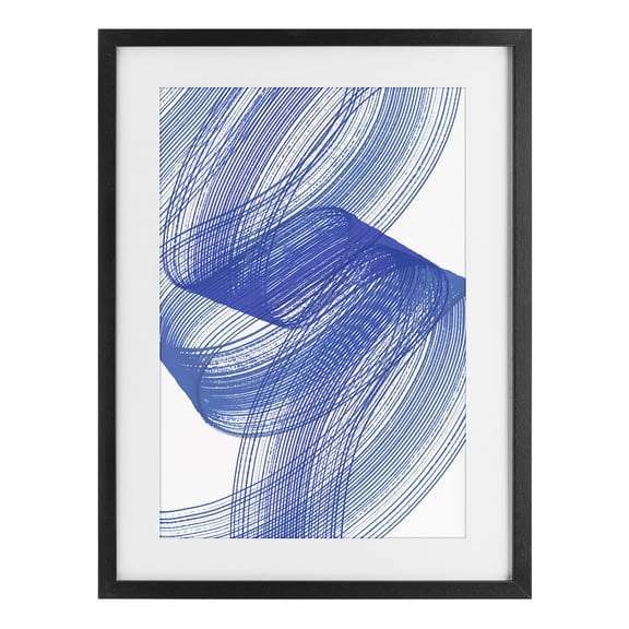 Stupell Industries Contemporary Blue Lines Flowing In Motion Black Framed Print Under Glass, 14 x 20, by Martina Pavlova