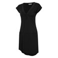 thumbnail image 3 of Missky Robe Décontractée à Manches Courtes Col en V pour Femmes avec Ourlet Irrégulier Couleur:Noir Taille:m, 3 of 8