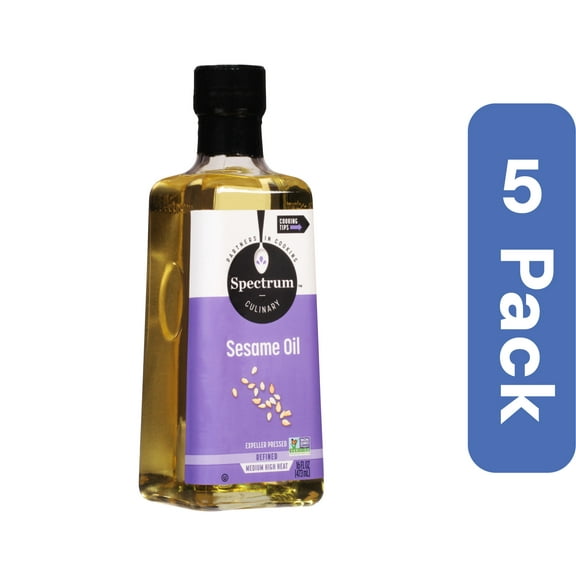 Spectrum Naturals Refined Sesame Oil 16 oz (Pack Of 5)