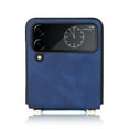 thumbnail image 6 of SaniMore for Samsung Galaxy Z Flip 5 (6.7" 2023) Phone Case, Retro PU Leather + Crossbody Lanyard, Shockproof Anti-fall Slim, Durable Wear-resistant Folding Shell for Galaxy Z Flip 5, Blue, 6 of 6