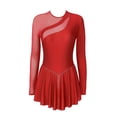 thumbnail image 4 of Doomiva Women's Adult Figure Ice Skating Dress Long Sleeves Gymnastics Leotard Dancewear Red L, 4 of 7