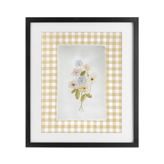 Stupell Industries Cottage Soft Gingham Flowers Black Framed Print Under Glass, 13 x 16, by Arlington Prints