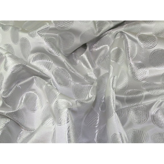 Circle Woven Metallic Brocade Dress Fabric Silver - per yard