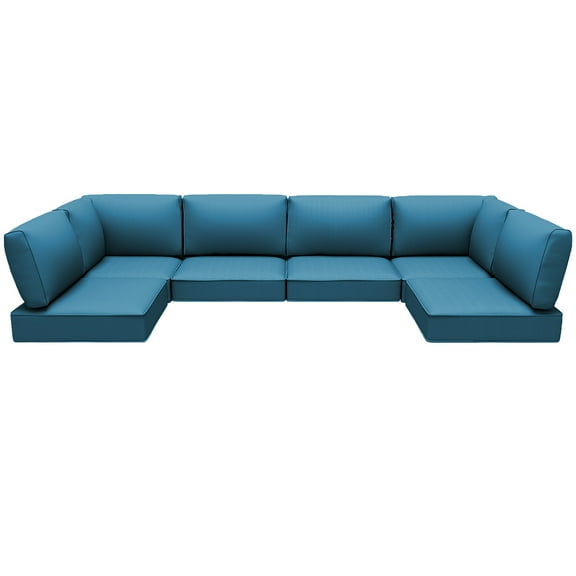 Yalissey Outdoor Replacement Cushions for Patio Furniture,Water-Resistant Sofa Cushions for Rattan Wicker Sectional Patio Conversation Sets,14-Piece Outdoor Couch Cushions Patio Sofa,Peacock Blue