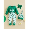 thumbnail image 3 of Bagilaanoe 3pcs Newborn Baby Girl Boy Long Pants Set Letter Print Long Sleeve Romper Tops + Trousers + Hat + Headband 3M 6M 12M 18M Infant Casual Outfits, 3 of 9