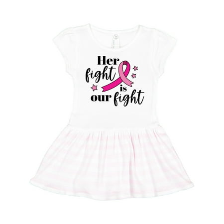 

Inktastic Breast Cancer Awareness Her Fight is our fight Gift Toddler Girl Dress