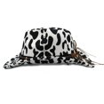 thumbnail image 4 of Patrón de vaca Sombrero de fieltro Sombrero de copa de vaquero occidental Sombrero de viaje al aire libre Sombrero de copa enrollable con etiqueta de vaca de metal JAMW Sencillez, 4 of 5