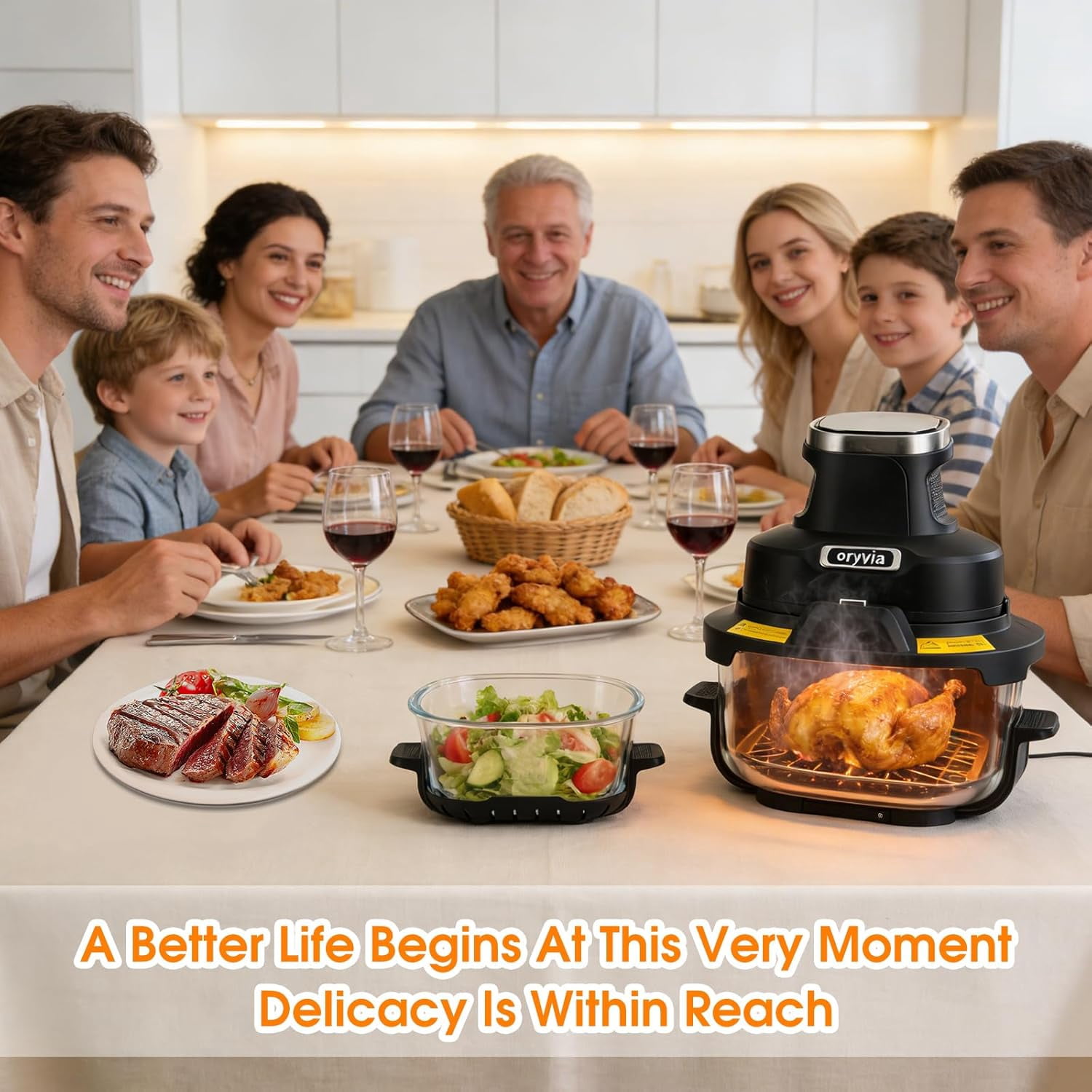 Tayuzo Glass Air Fryer Series 4-Quart 2-Basket Air Fryer, Black - Digital Display