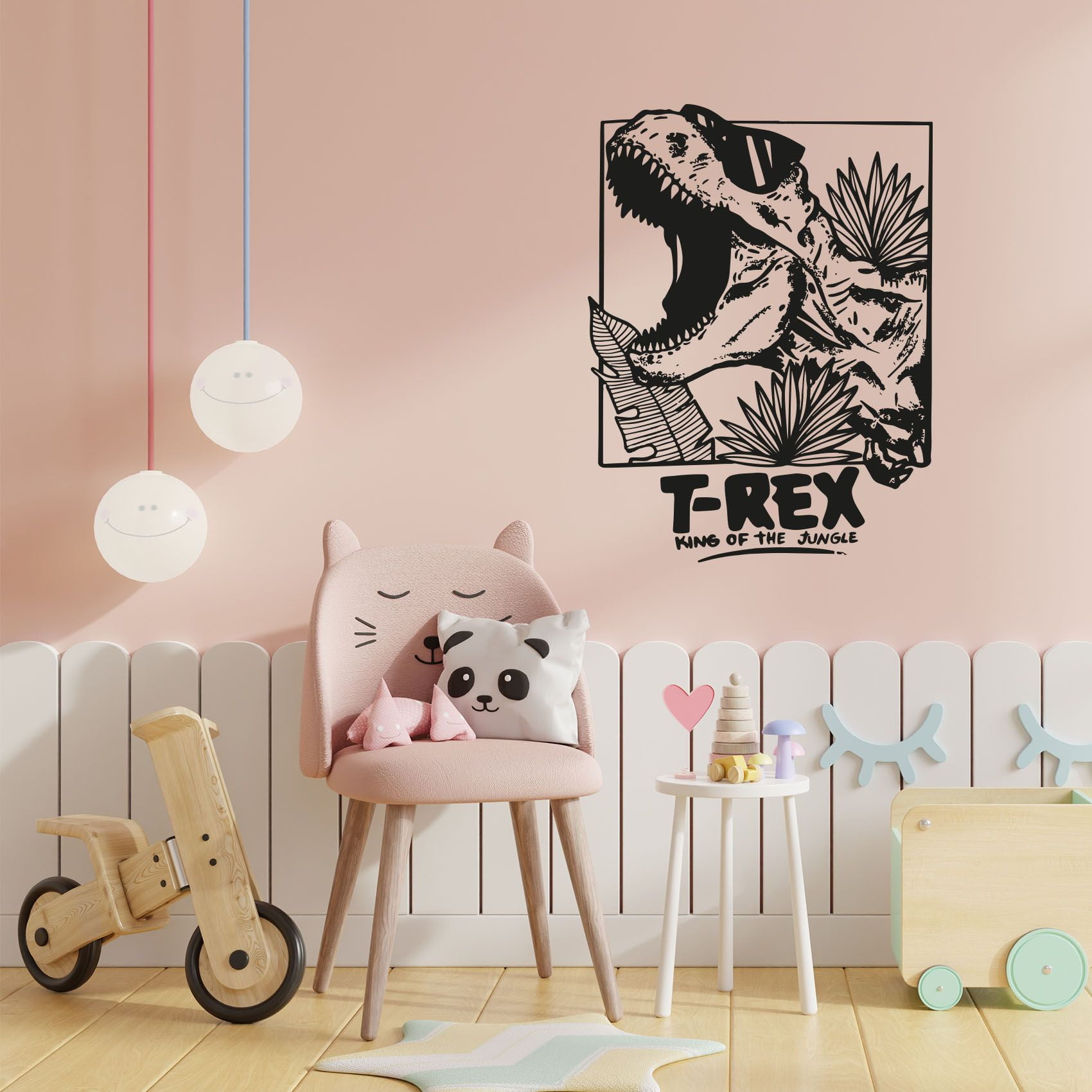 Tyrannosaurus rex T Rex King Of The Jungle Cool Cute T Rex Silhouette Vinyl Design Wall Sticker Art Decal Boys Girls Kids Room Bedroom Nursery KinderHome Decor Stickers Decoration Size (40x30 inch)