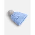 thumbnail image 2 of Scenario Women's Cable Knit Pom Beanie, Polished Blue, 2 of 4