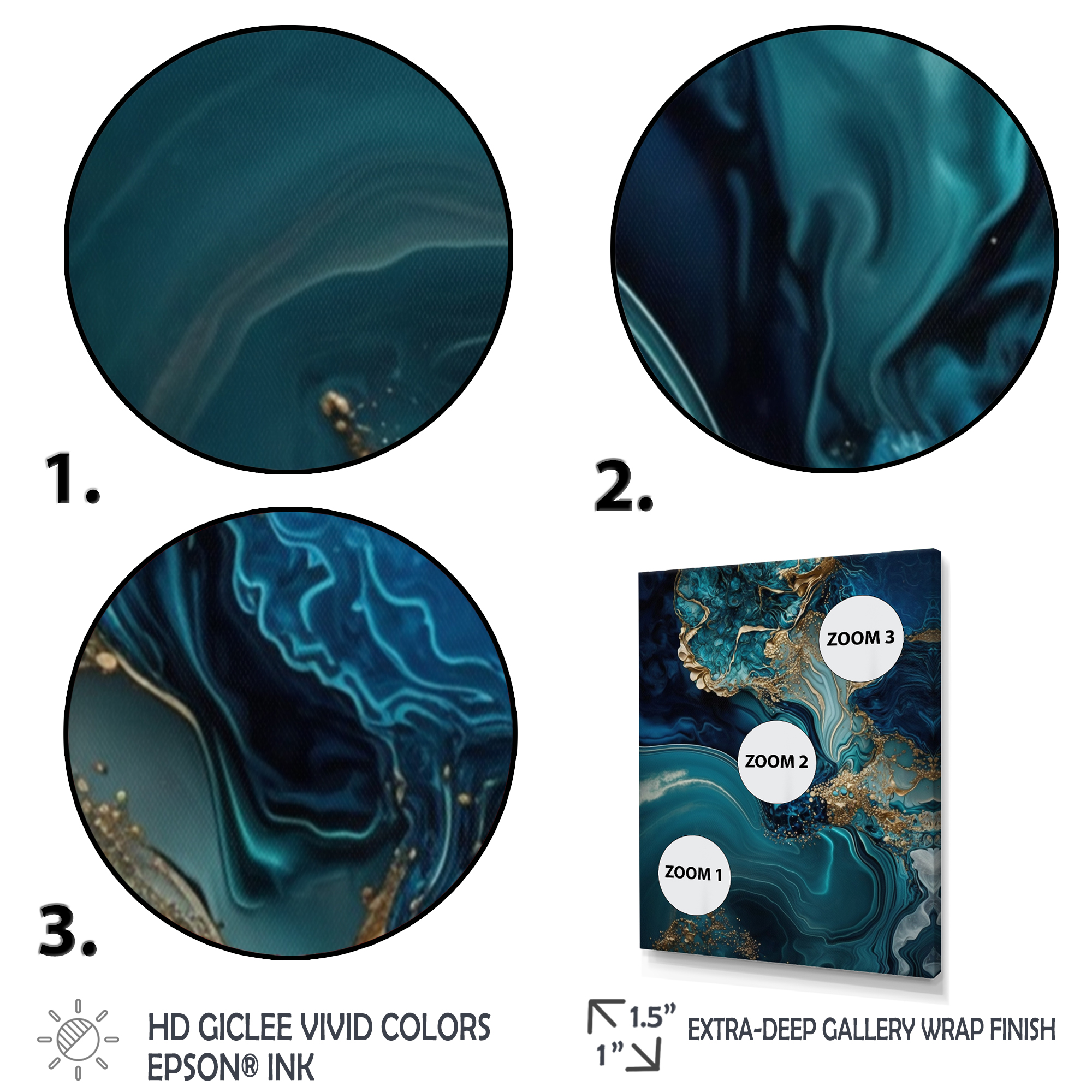 Designart Abstract Geode Turquoise I Canvas Wall Art