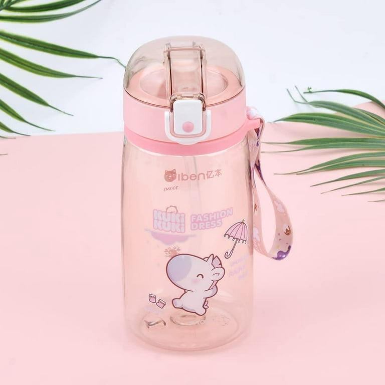 Danceemangoos Unicorn Water Bottles for Girls,Cup with Straw and Safety Lock,Pink Outdoor Indoor Water Bottle,400ML/13.5oz for School Kids Girl