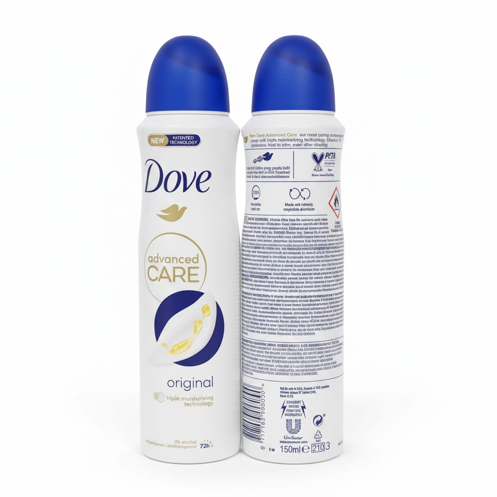 Dove Advanced Care Original Antiperspirant Deodorant Spray for Women, 72H Protection, 0% Alcohol, 150 ml | 5.07 oz Each (6 Pack)