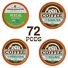 Fresh Roasted Coffee, Organic Water-Processed Half Caf Coffee Pod Variety Pack, 72 Count for Keurig K-Cup Brewers