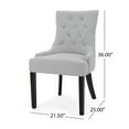 thumbnail image 3 of GDF Studio Maggie Contemporary Tufted Dining Chairs, Set of 4, Light Gray Fabric and Espresso, 3 of 9