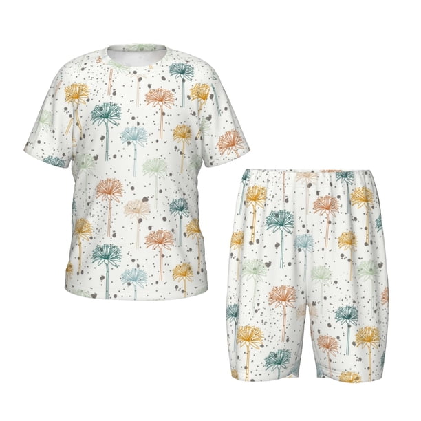 Balery Dandelion Conjunto de Pijama Infantil de Manga Corta con Estampado – Ropa de Dormir de Algodón Suave-Small
