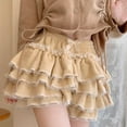 thumbnail image 2 of Yokua Tiered Ruffle Lace Pumpkin Shorts for Women Sweet Bowknot Warm Plush Bloomers, 2 of 18