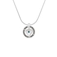 thumbnail image 2 of Delight Jewelry Silvertone Large December - Teal Crystal Heart Gymnastics Mom Ring Charm Necklace, 18", 2 of 4