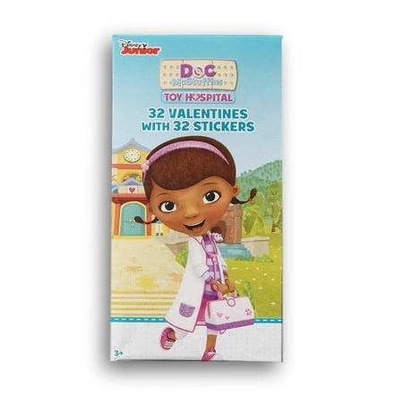 Disney Junior Doc McStuffins 32 Valentines with 32 Stickers | Walmart ...