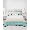 thumbnail image 3 of Turquoise Beige Stripe King Size Down Alternative Comforter, Lightweight Comforter Quilt Bedding Set with Pillow Shams Modern Art Horizontal Striped All Seasons Bed Comforter Duvet Insert 96"x106", 3 of 7