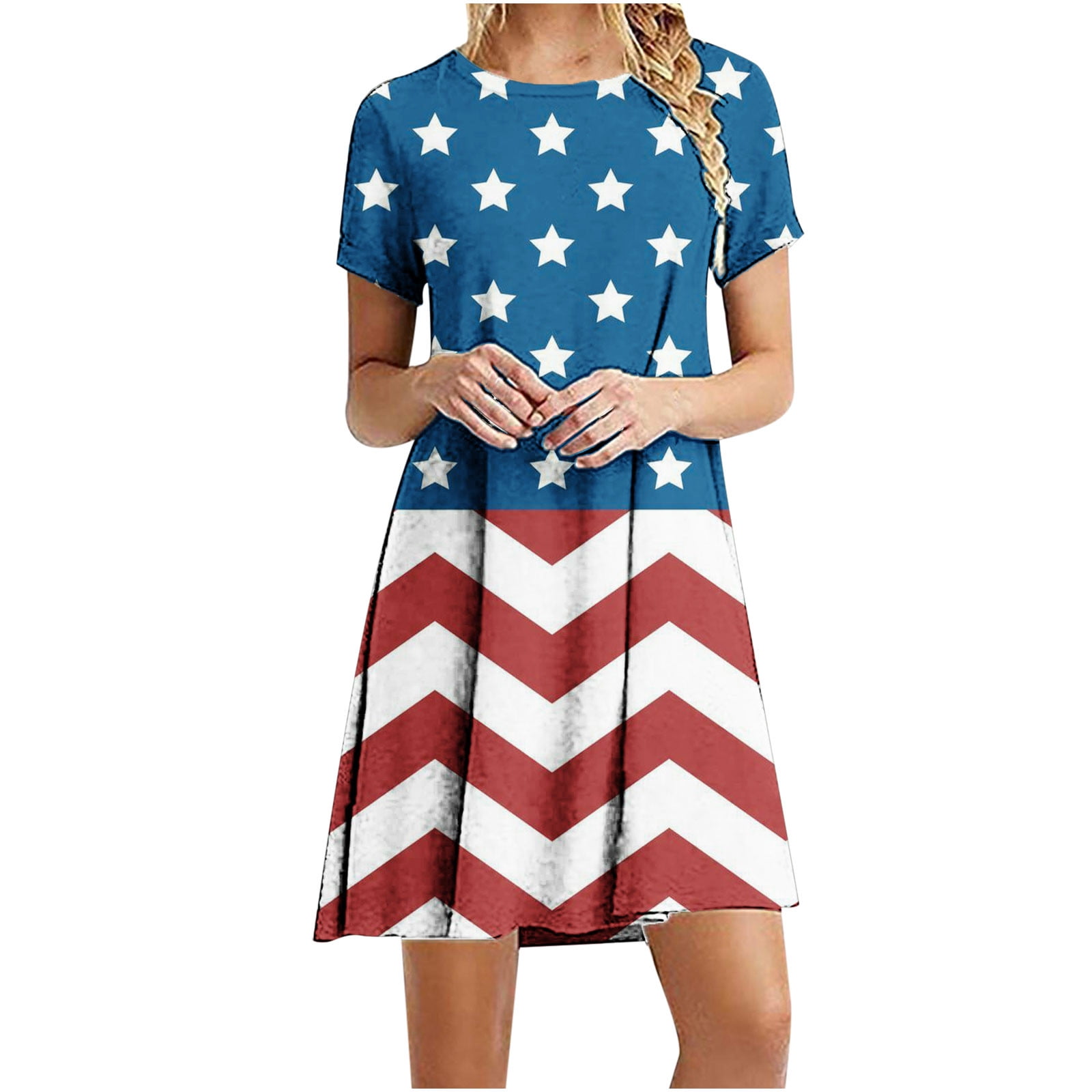 4th of July Outfits for Women Graphic Print Dress Fashion Patriotic