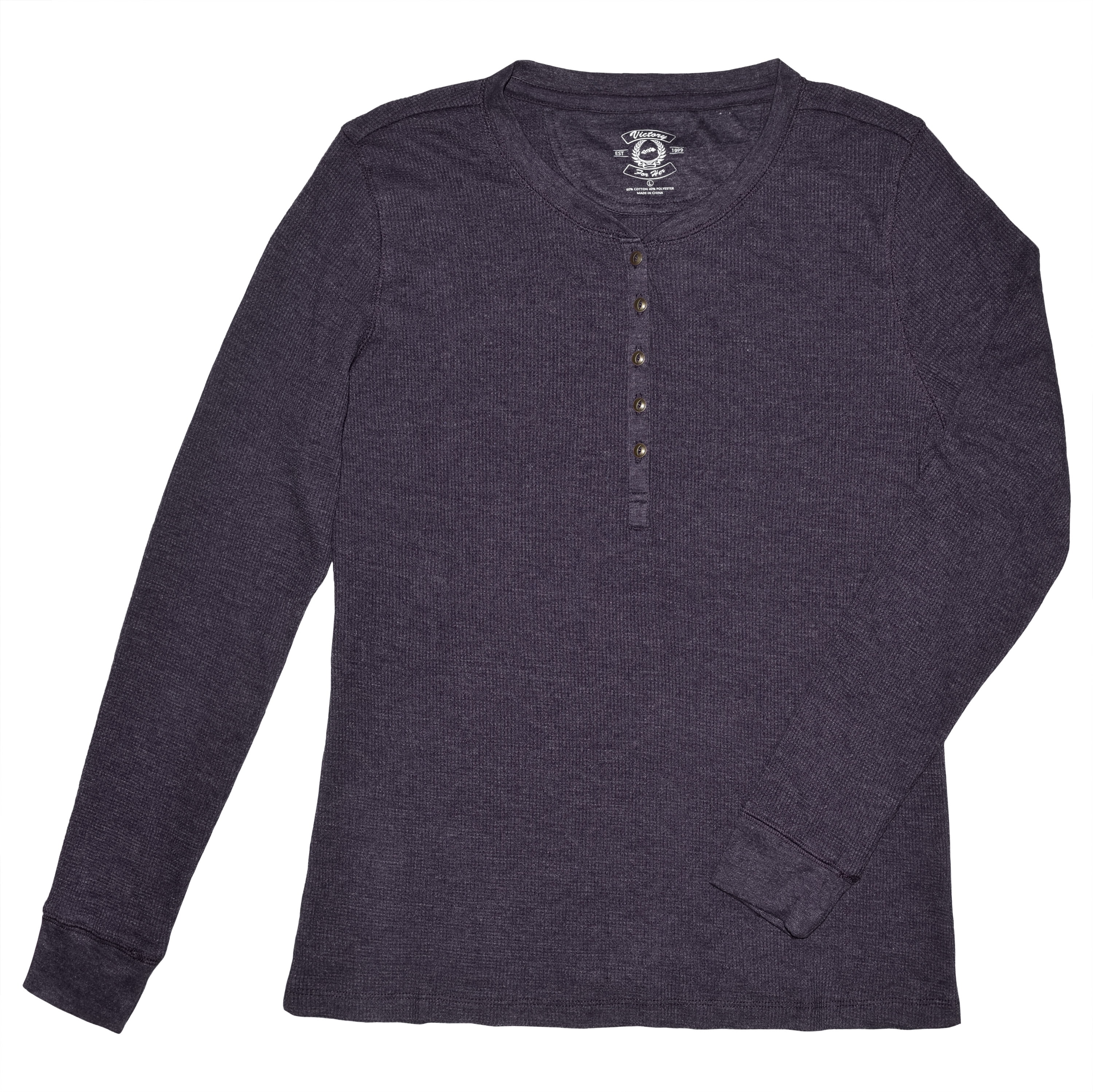 Victory Outfitters Ladies' Waffle Knit Long Sleeve Henley Pullover