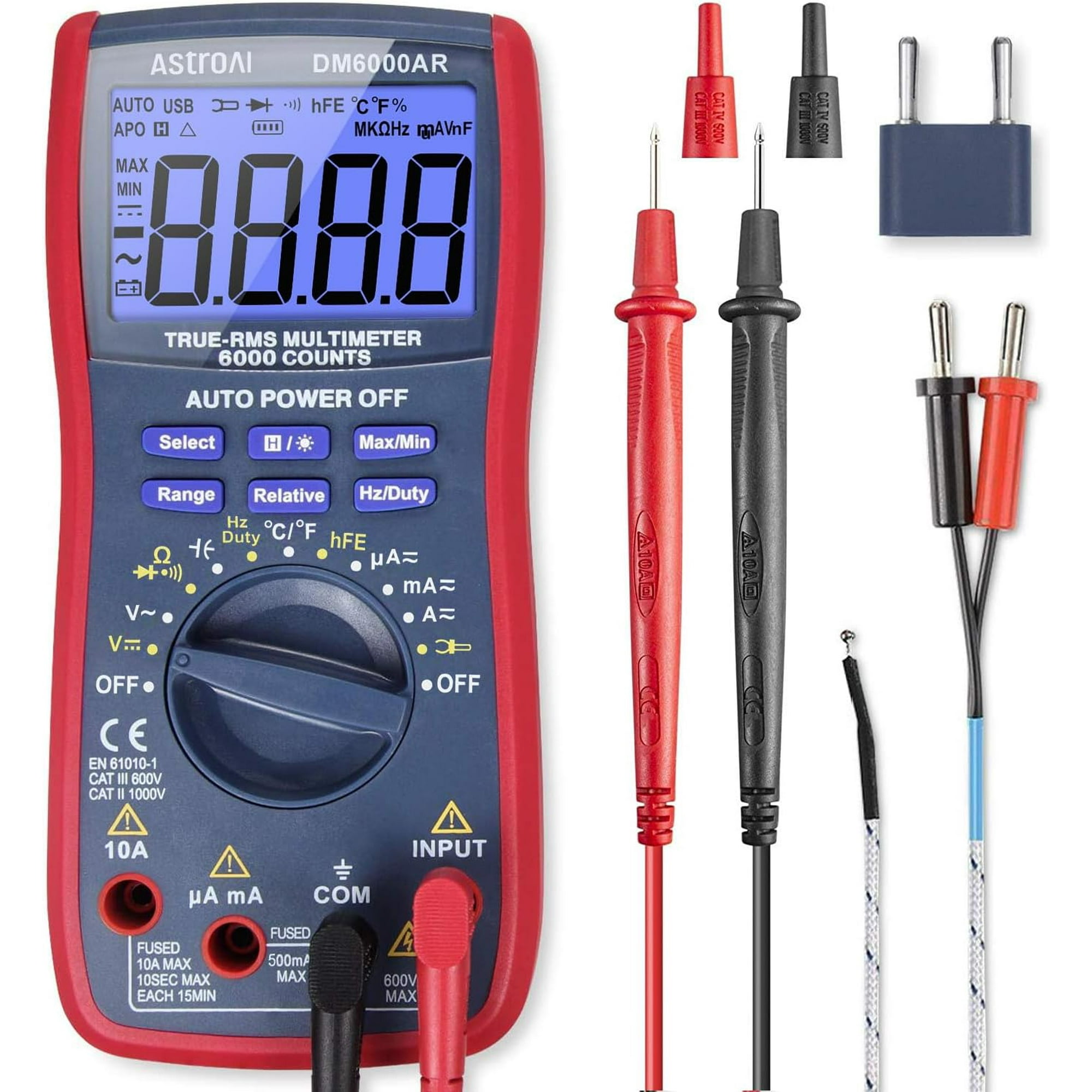 Ohm Meter MAXRIENY Digital Multimeter Color LCD 3 Results Display 9999 ...