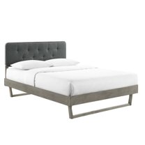 Bridgette King Wood Platform Bed With Angular Frame Gray Charcoal