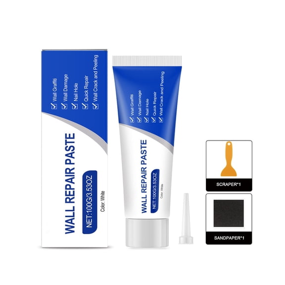 Drywall Repair Kit, Wall Patch Repair Kit, Wall Patching Agent with Scraper, Simple Filling of Wall Holes & Efficient Crack Repair, Plaster Wall Repair, Apartment Friendly, 100g