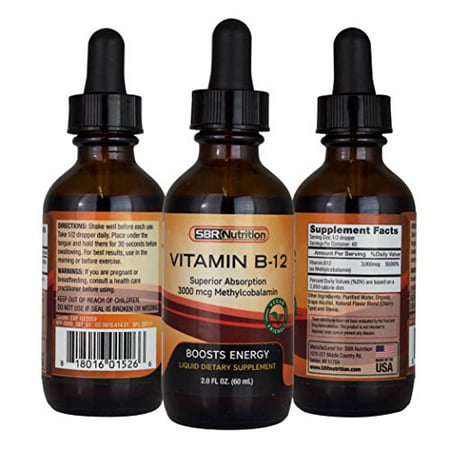 MAX ABSORPTION, Vitamin B12 Sublingual Liquid Drops, Vegan (Best Liquid B Vitamins)