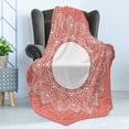 thumbnail image 4 of Peach Soft Flannel Fleece Blanket, Lace Design with Lines and Circles Bridal Inspirations with Soft Colored Background, Cozy Plush for Indoor and Outdoor Use, 60" x 80", Coral White, by Ambesonne, 4 of 5