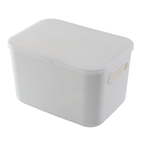 Necvior Plastic White Stackable Storage Box Bin with Clear Lid Handles Multifunctional Clothes Sundries Desktop Basket Organizer