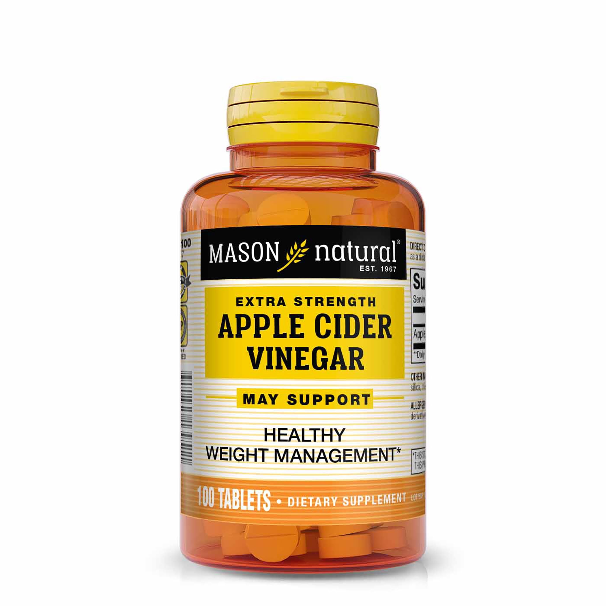 Mason Natural BodyShapers Apple Cider Vinegar Weight Loss Supplement, Dietary Supplements, 100 mg, 100 count