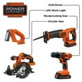 thumbnail image 3 of BLACK+DECKER 20V MAX* Lithium Ion 4 Tool Combo Kit: Drill/Driver, Circular Saw, Reciprocating Saw and Work Light, (BD4KITCDCRL), 3 of 14