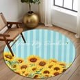 thumbnail image 2 of Round Rugs 8 Ft, Sunflower Non Slip Area Rugs for Kitchen Bedroom Entryway, Yellow Summer Botanical Blue Striped Farmhouse Washable Carpet Runner Rug Floor Mats for Bedroom Home Decor, 2 of 8