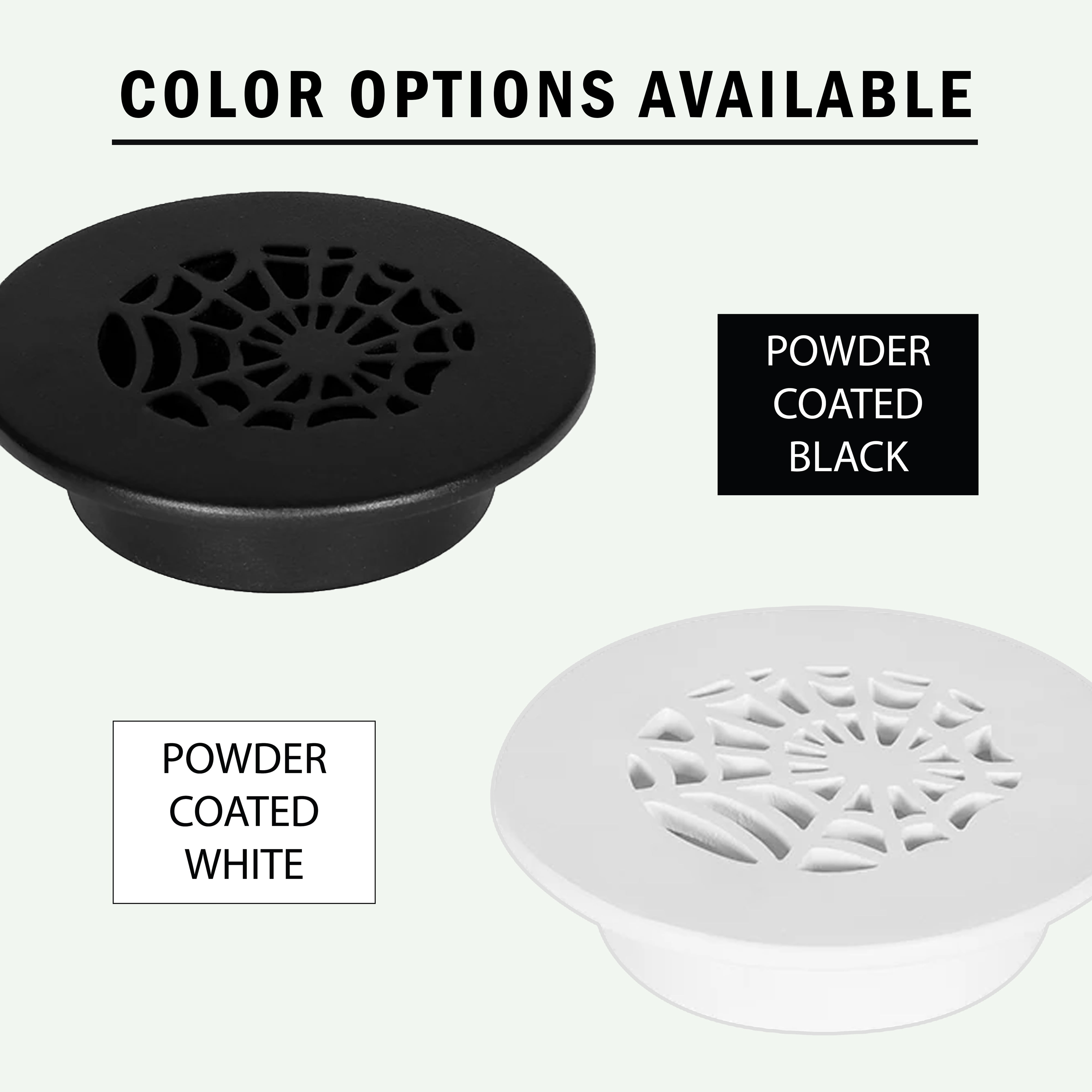 Spooky Gothic Round Vent cover 4" Duct Opening (Overall 5-1/2") Spider Web Design Solid Cast Aluminium Register